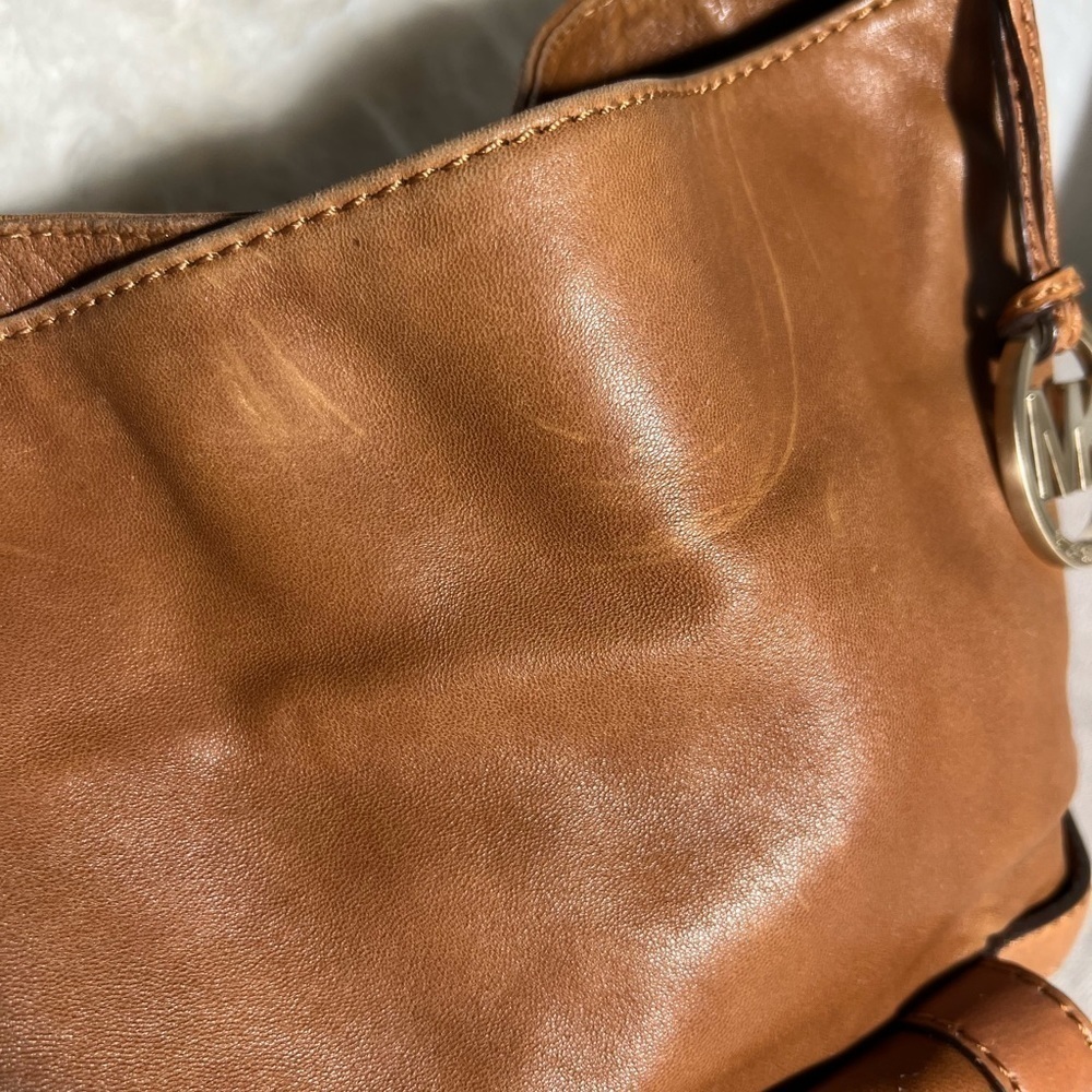 Pre-Owned Michael Kors Genuine Brown Soft Leather Large Shoulder Tote Bag - Picture 5 of 11